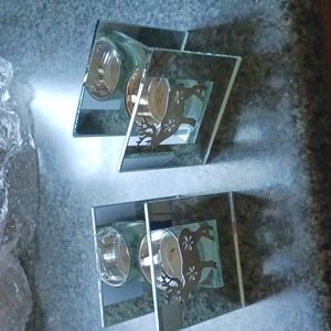 Home Candle Mirrored. Holders Rain Deer.  (2)